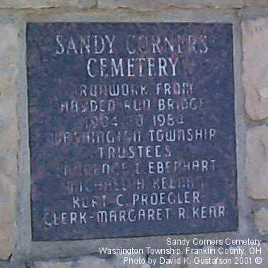 Sandy Corners Cemetery, Washington Twp., Franklin County, OH