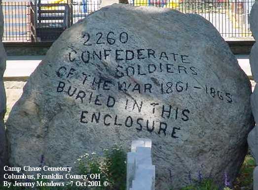 Close up of Memorial Stone under Arch, Camp Chase, Columbus, Ohio