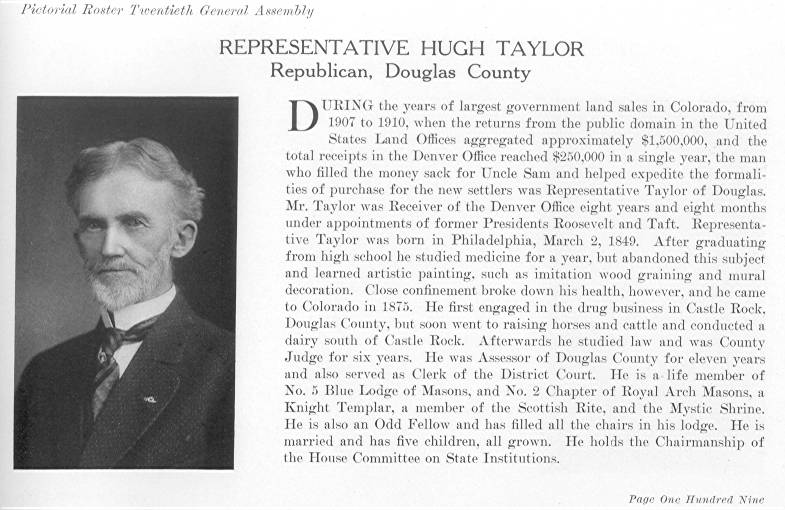Rep. Hugh Taylor, Douglas County (1915)
