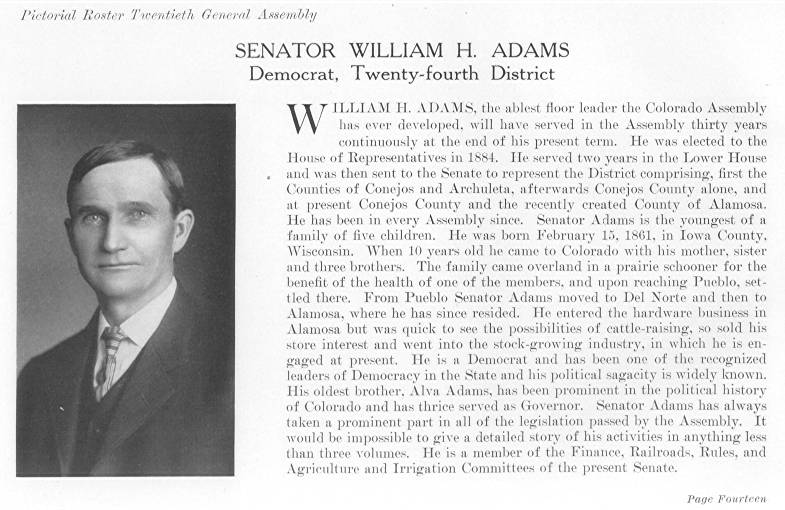Senator William H. Adams (1915)
