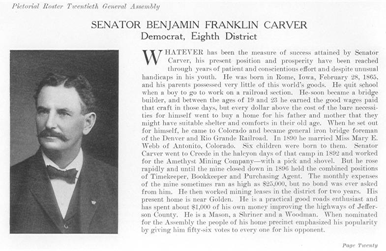 Senator Benjamin Franklin Carver (1915)