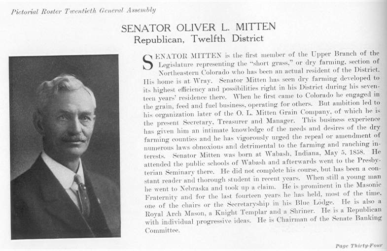 Senator Oliver L. Mitten (1915)