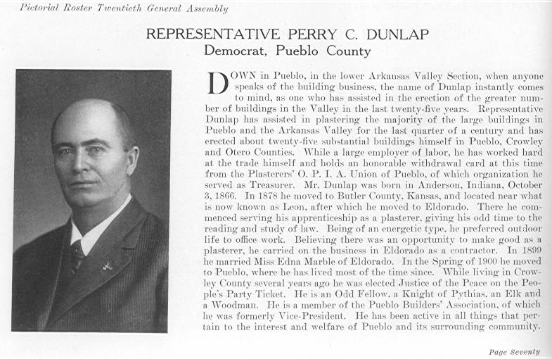 Rep. Perry C. Dunlap, Pueblo County (1915)