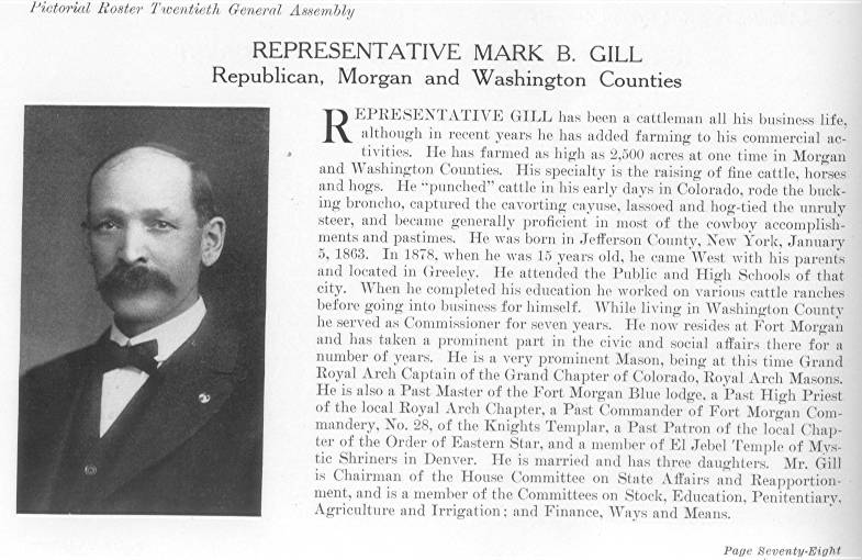 Rep. Mark B. Gill, Morgan & Washington Counties (1915)