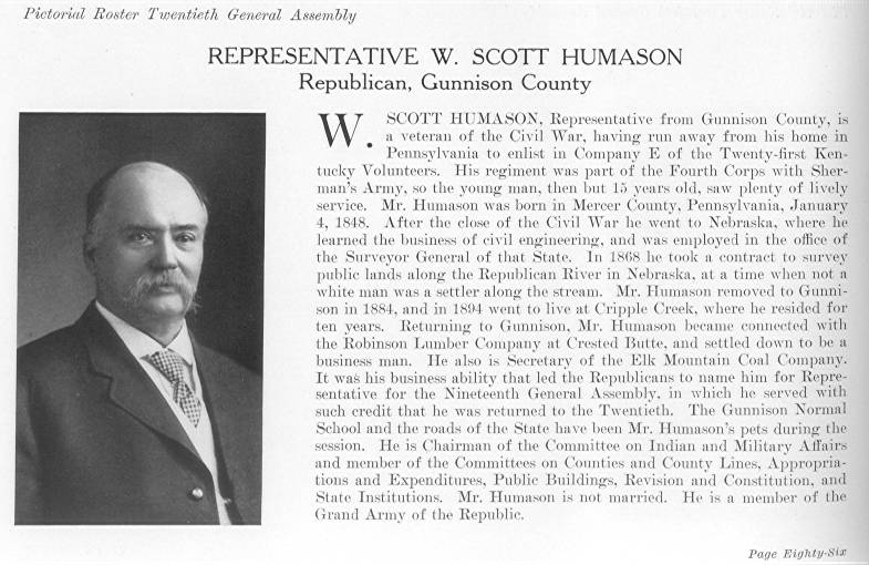 Rep. W. Scott Humason, Gunnison County (1915)