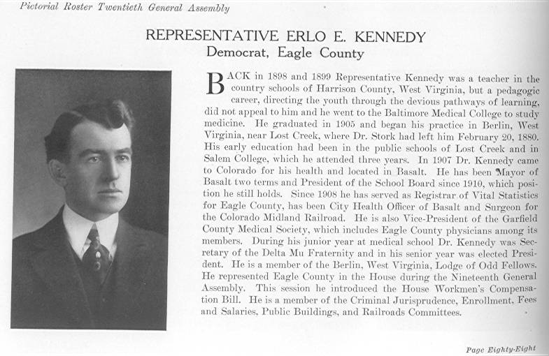 Rep. Erlo E. Kennedy, Eagle County (1915)