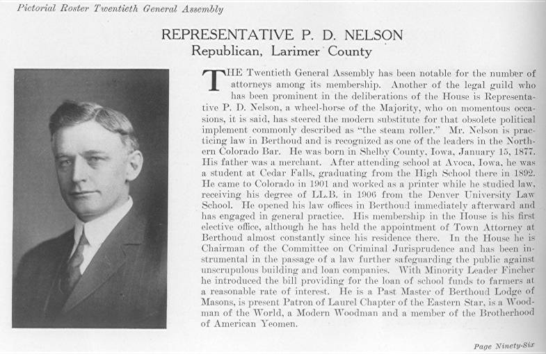 Rep. P. D. Nelson, Larimer County (1915)